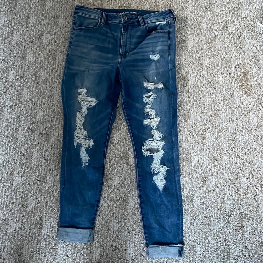 American Eagle ripped super high waist jegging